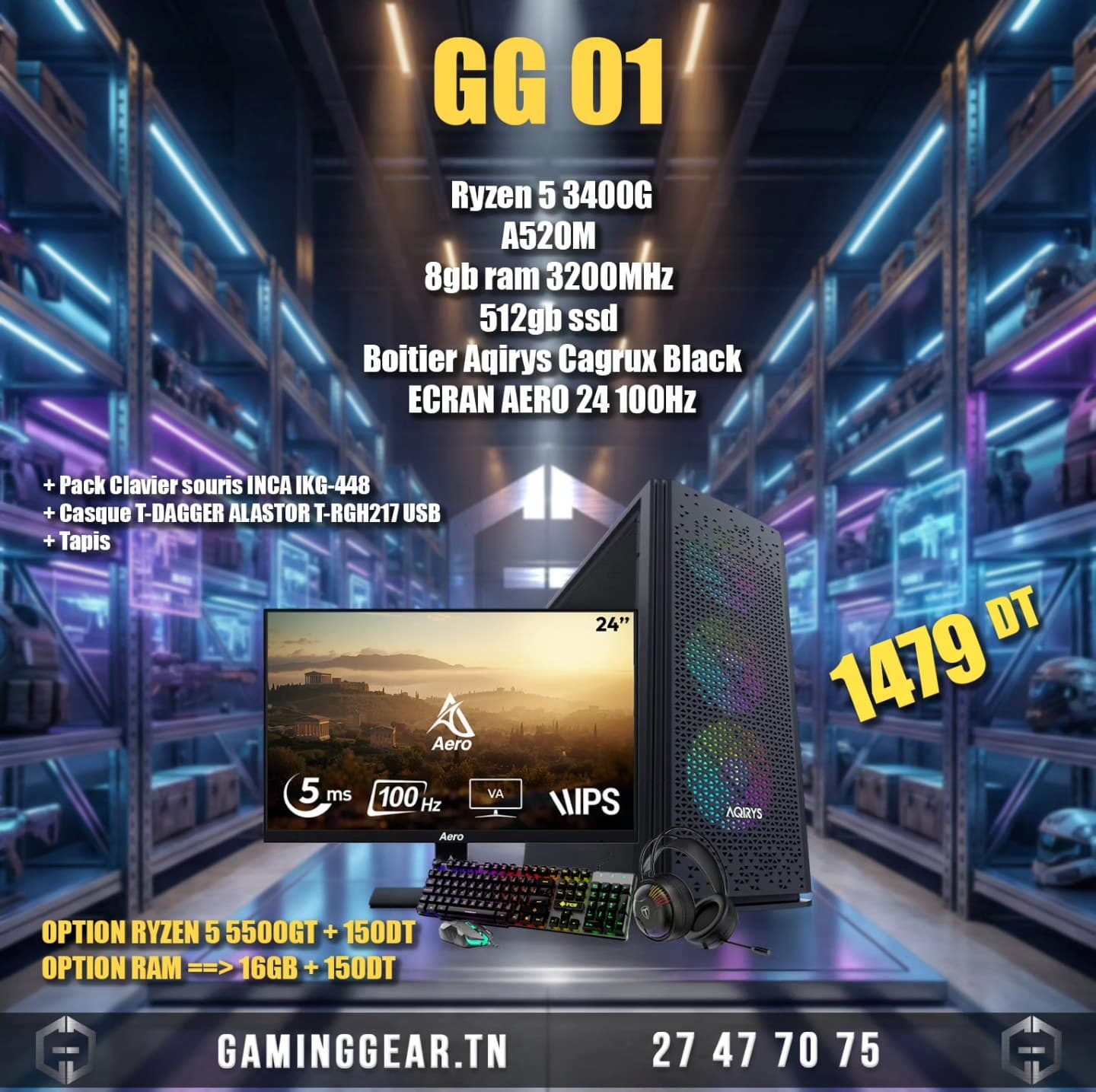 Full Setup Gaming | Ryzen 5 3400G | 16GB RAM | 512GB NVMe