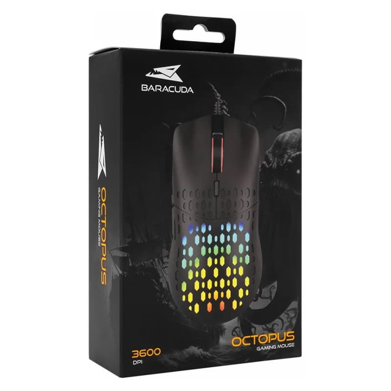BARACUDA Octopus Noir | Filaire | 3600 DPI | LED Multicouleur | Gamer
