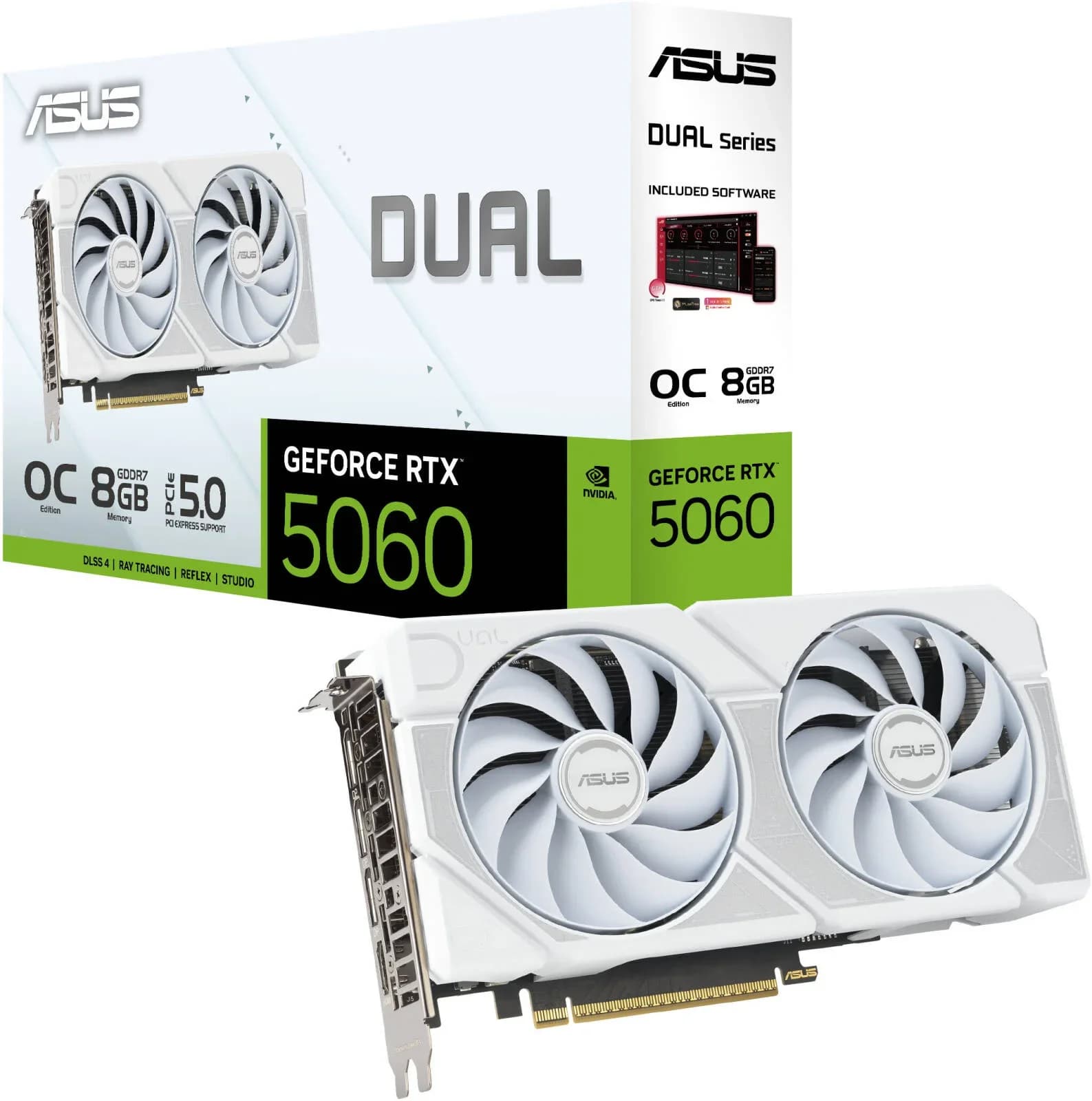 ASUS Dual RTX 5060 Blanc OC 8Go GDDR7 | DLSS 1080p