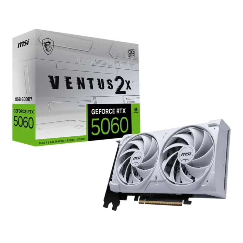 MSI RTX 5060 Ventus 2X OC 8Go GDDR7 Blanc | Gaming 1080p