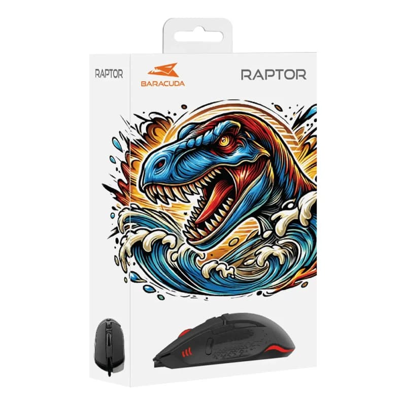 BARACUDA Raptor Noir | Filaire | 6400 DPI | LED Multicouleur | Gamer